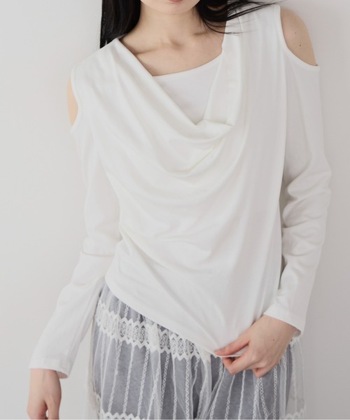 Siel(シエル)の「オープンショルダーカットソー(Tシャツ/カットソー・レディース・グレー/ホワイト/ブラック・FREE)」の1枚目の写真