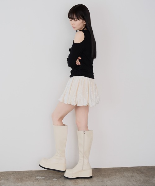 Siel(シエル)の「オープンショルダーカットソー(Tシャツ/カットソー・レディース・グレー/ホワイト/ブラック・FREE)」の10枚目の写真