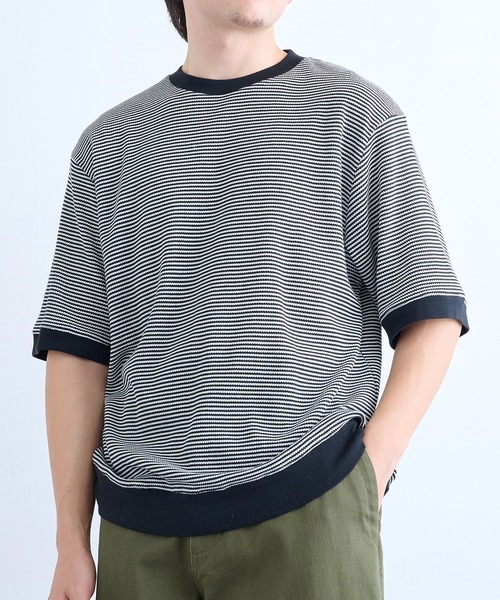 Healthknit(ヘルスニット)の「【Healthknit】26SS Basic Waffle Ribbed-Hem Crewneck S/S 633S(Tシャツ/カットソー・メンズ・ロイヤルブルー/ブラック系1/ブラック・M/XL/L)」の10枚目の写真