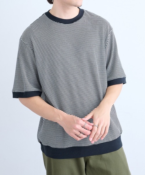 Healthknit(ヘルスニット)の「【Healthknit】26SS Basic Waffle Ribbed-Hem Crewneck S/S 633S(Tシャツ/カットソー・メンズ・ロイヤルブルー/ブラック系1/ブラック・M/XL/L)」の11枚目の写真