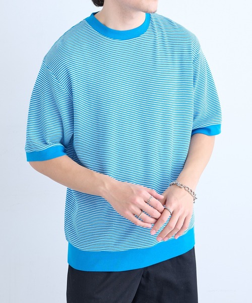 Healthknit(ヘルスニット)の「【Healthknit】26SS Basic Waffle Ribbed-Hem Crewneck S/S 633S(Tシャツ/カットソー・メンズ・ロイヤルブルー/ブラック系1/ブラック・M/XL/L)」の16枚目の写真