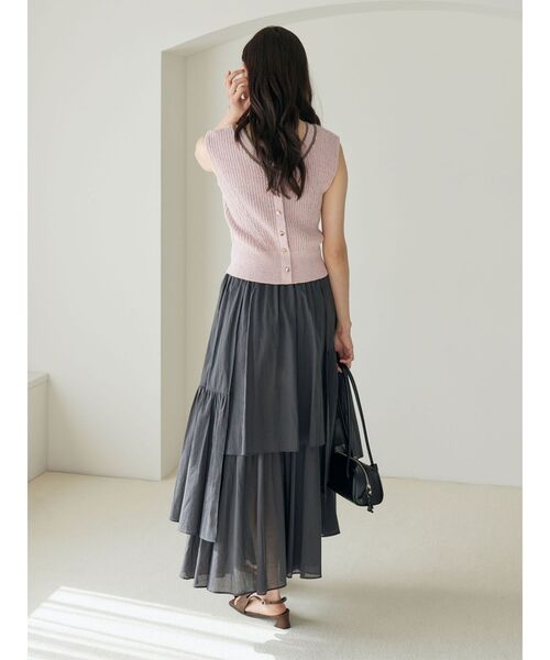 LAGUNAMOON（ラグナムーン）の「アシメティアードコットンスカート 【夏服】（スカート・レディース・チャコールグレー/ホワイト/オレンジ・MEDIUM/SMALL）」の18枚目の写真