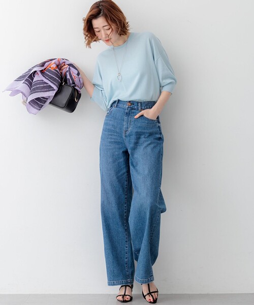 23区(ニジュウサンク)の「キュプラコットン プルオーバー ニット(ニット/セーター・レディース・スカイブルー系/黄土色系/ネイビー系/ホワイト系・38)」の14枚目の写真