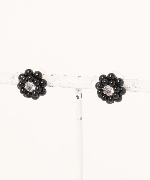 tone（トーン）の「【kiki&yuyu】シンプルダブルフラワーのピアス(MA)（ピアス（両耳用）・レディース・ブラック/ホワイト/ブルー・FREE）」の2枚目の写真