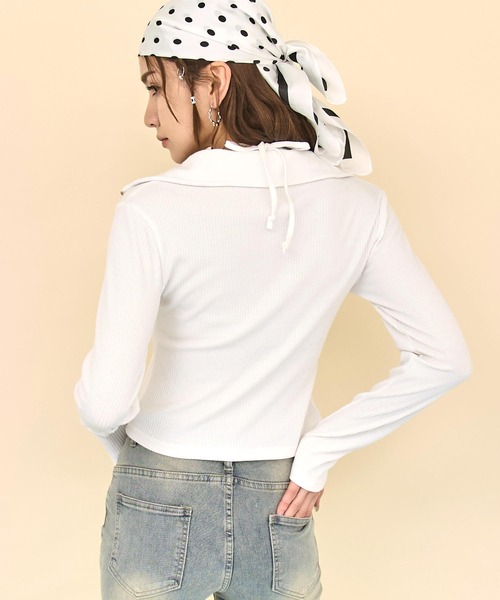 ANAP(アナップ)の「ホルターキャミ ドッキング Wジップ リブトップス(Tシャツ/カットソー・レディース・ホワイト/ブラック/ライトブルー・F)」の19枚目の写真
