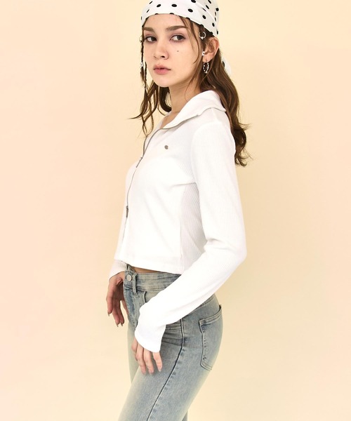 ANAP(アナップ)の「ホルターキャミ ドッキング Wジップ リブトップス(Tシャツ/カットソー・レディース・ホワイト/ブラック/ライトブルー・F)」の20枚目の写真