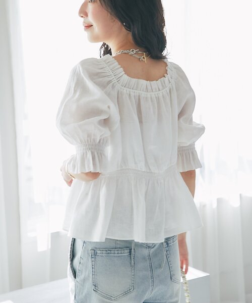 セール】シャーリングギャザーブラウス（シャツ/ブラウス）｜La