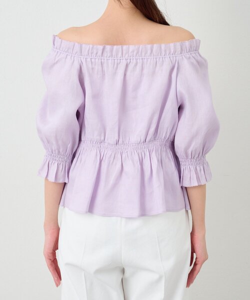 La boutique BonBon(ラブティックボンボン)の「【雨に日にもおすすめ】シャーリングギャザーブラウス(シャツ/ブラウス・レディース・ホワイト/ミント/バイオレット/ネイビー・FREE)」の18枚目の写真