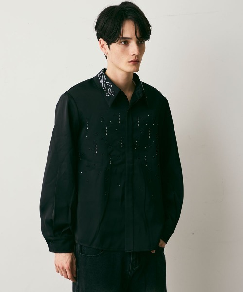 Shoowtime(ショウタイム)の「Shiny Stone Glitter Long-Sleeve Shirt / シャイニーストーンラメ長袖シャツ(シャツ/ブラウス・メンズ・ブラック・MEDIUM/LARGE)」の7枚目の写真
