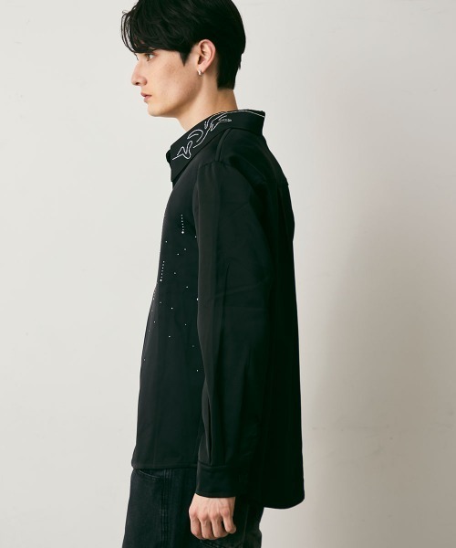 Shoowtime(ショウタイム)の「Shiny Stone Glitter Long-Sleeve Shirt / シャイニーストーンラメ長袖シャツ(シャツ/ブラウス・メンズ・ブラック・MEDIUM/LARGE)」の8枚目の写真
