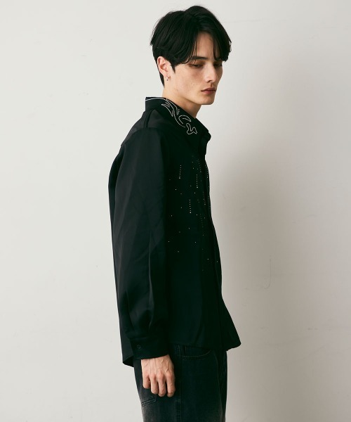 Shoowtime(ショウタイム)の「Shiny Stone Glitter Long-Sleeve Shirt / シャイニーストーンラメ長袖シャツ(シャツ/ブラウス・メンズ・ブラック・MEDIUM/LARGE)」の9枚目の写真