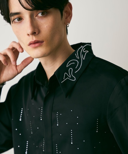 Shoowtime(ショウタイム)の「Shiny Stone Glitter Long-Sleeve Shirt / シャイニーストーンラメ長袖シャツ(シャツ/ブラウス・メンズ・ブラック・MEDIUM/LARGE)」の11枚目の写真