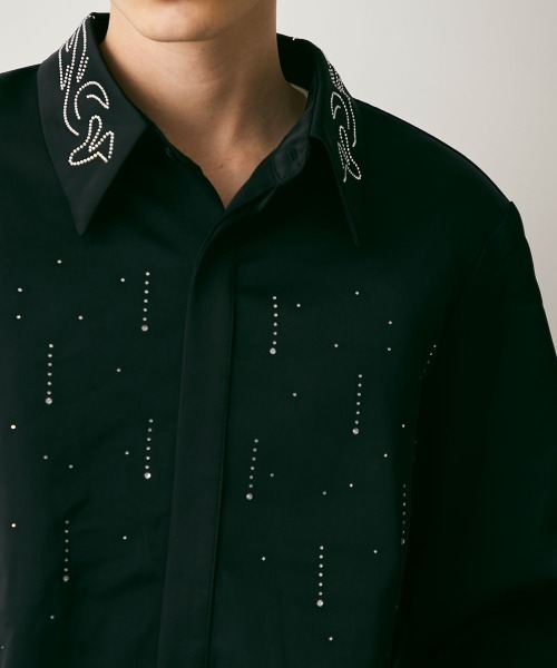 Shoowtime(ショウタイム)の「Shiny Stone Glitter Long-Sleeve Shirt / シャイニーストーンラメ長袖シャツ(シャツ/ブラウス・メンズ・ブラック・MEDIUM/LARGE)」の12枚目の写真