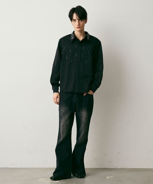 Shoowtime(ショウタイム)の「Shiny Stone Glitter Long-Sleeve Shirt / シャイニーストーンラメ長袖シャツ(シャツ/ブラウス・メンズ・ブラック・MEDIUM/LARGE)」の13枚目の写真
