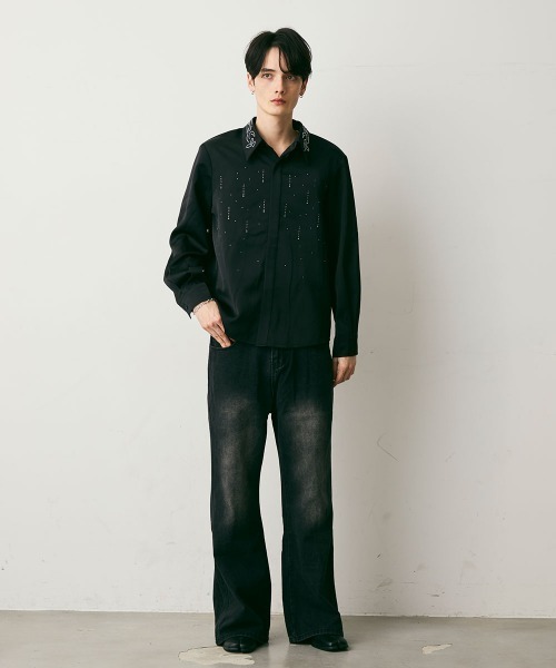 Shoowtime(ショウタイム)の「Shiny Stone Glitter Long-Sleeve Shirt / シャイニーストーンラメ長袖シャツ(シャツ/ブラウス・メンズ・ブラック・MEDIUM/LARGE)」の14枚目の写真