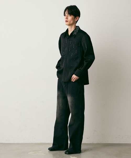 Shoowtime(ショウタイム)の「Shiny Stone Glitter Long-Sleeve Shirt / シャイニーストーンラメ長袖シャツ(シャツ/ブラウス・メンズ・ブラック・MEDIUM/LARGE)」の16枚目の写真