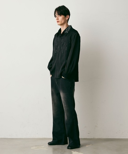 Shoowtime(ショウタイム)の「Shiny Stone Glitter Long-Sleeve Shirt / シャイニーストーンラメ長袖シャツ(シャツ/ブラウス・メンズ・ブラック・MEDIUM/LARGE)」の17枚目の写真
