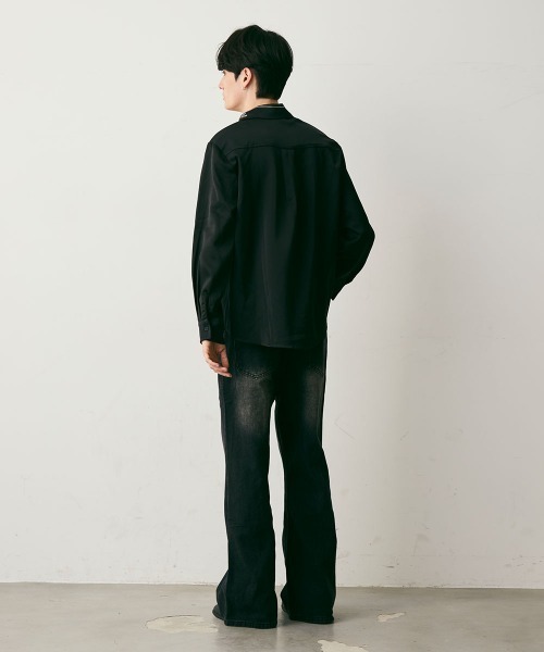 Shoowtime(ショウタイム)の「Shiny Stone Glitter Long-Sleeve Shirt / シャイニーストーンラメ長袖シャツ(シャツ/ブラウス・メンズ・ブラック・MEDIUM/LARGE)」の2枚目の写真