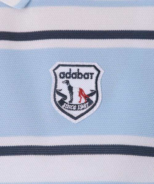 adabat(アダバット)の「【ADABAT NAVY】UVカット ランダムボーダー半袖ポロシャツ(ポロシャツ・レディース・ブルー系5/サックスブルー系・38/40/42)」の6枚目の写真