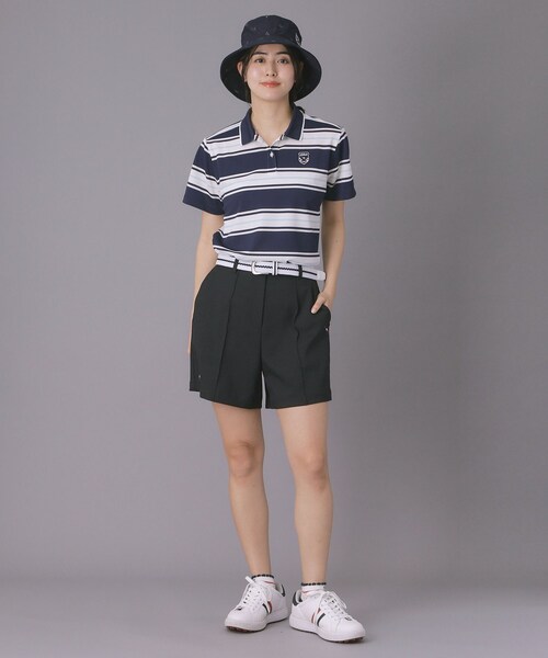 adabat(アダバット)の「【ADABAT NAVY】UVカット ランダムボーダー半袖ポロシャツ(ポロシャツ・レディース・ブルー系5/サックスブルー系・38/40/42)」の8枚目の写真