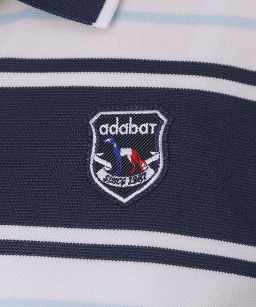 adabat(アダバット)の「【ADABAT NAVY】UVカット ランダムボーダー半袖ポロシャツ(ポロシャツ・レディース・ブルー系5/サックスブルー系・38/40/42)」の10枚目の写真