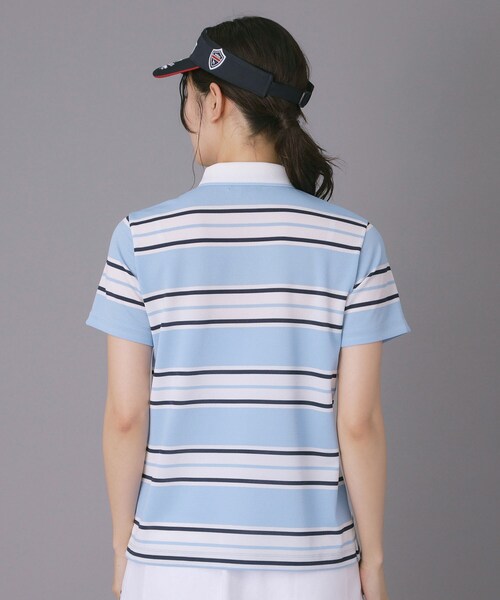 adabat(アダバット)の「【ADABAT NAVY】UVカット ランダムボーダー半袖ポロシャツ(ポロシャツ・レディース・ブルー系5/サックスブルー系・38/40/42)」の13枚目の写真