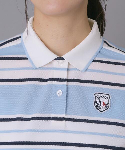 adabat(アダバット)の「【ADABAT NAVY】UVカット ランダムボーダー半袖ポロシャツ(ポロシャツ・レディース・ブルー系5/サックスブルー系・38/40/42)」の14枚目の写真