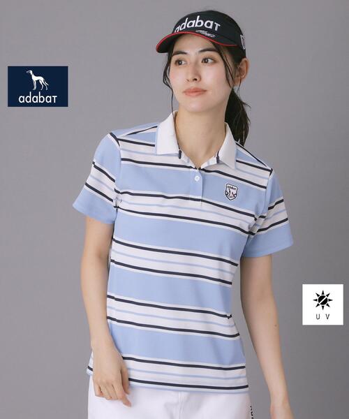 adabat(アダバット)の「【ADABAT NAVY】UVカット ランダムボーダー半袖ポロシャツ(ポロシャツ・レディース・ブルー系5/サックスブルー系・38/40/42)」の19枚目の写真