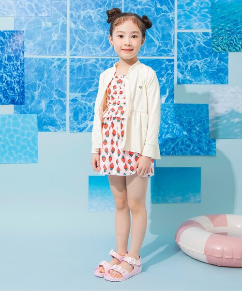 BREEZE（ブリーズ）の「【UVカット】総柄メロウフリルワンピース水着（水着・キッズ・ピンク/オフホワイト・80/90/100/110/120/130/140）」の5枚目の写真