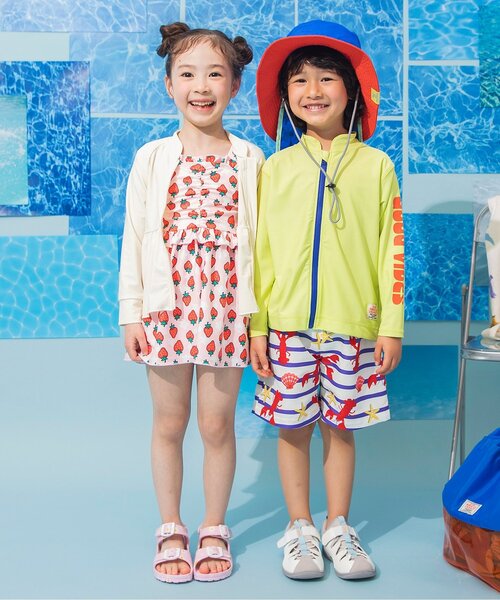 BREEZE（ブリーズ）の「【UVカット】総柄メロウフリルワンピース水着（水着・キッズ・ピンク/オフホワイト・80/90/100/110/120/130/140）」の6枚目の写真