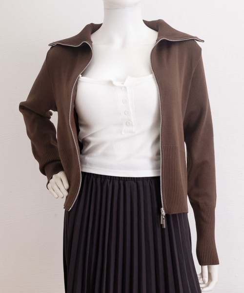 Miniministore(ミニミニストア)の「ダブルジップ 薄手 ニットカーディガン(カーディガン/ボレロ・レディース・ブラック/ホワイト/ブラウン/グレー・FREE)」の17枚目の写真