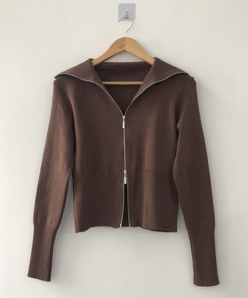 Miniministore(ミニミニストア)の「ダブルジップ 薄手 ニットカーディガン(カーディガン/ボレロ・レディース・ブラック/ホワイト/ブラウン/グレー・FREE)」の18枚目の写真