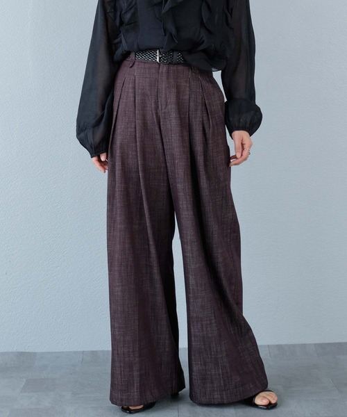 murea（ミュレア）の「ベルト付き ワイドタックパンツ（その他パンツ・レディース・ブラウン/ブラック/ブルー・M/S）」の3枚目の写真