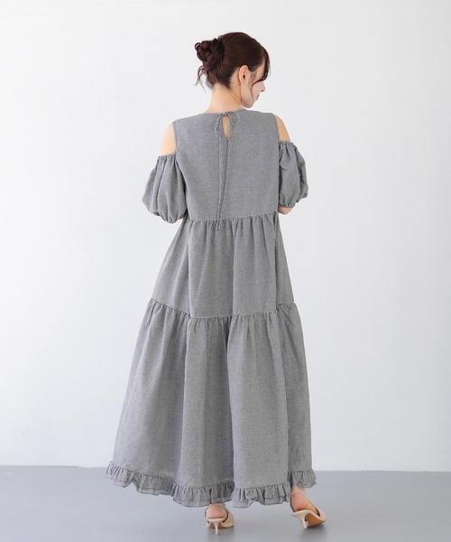 Fit more(フィットモア)の「ギンガムオープンショルダーワンピース(ワンピース・レディース・グリーン/ブルー/ブラック・SHORT/LONG)」の18枚目の写真