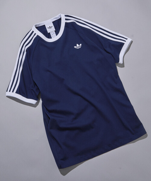 FREAK'S STORE(フリークスストア)の「限定展開 adidas/アディダス メンズ・オリジナルス スリーストライプ Tシャツ(Tシャツ/カットソー・メンズ・ネイビー/ホワイト/ブラック・LARGE/SMALL/X-LARGE/MEDIUM)」の8枚目の写真