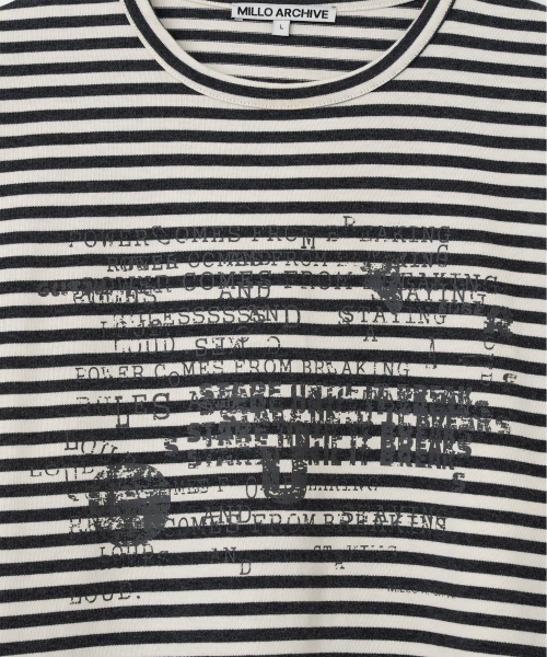 Millo Archive（ミロ アーカイブ）の「グリッチドテキストストライプロングスリーブ[グレー]（Tシャツ/カットソー・メンズ・その他・LARGE/X-LARGE/MEDIUM）」の3枚目の写真