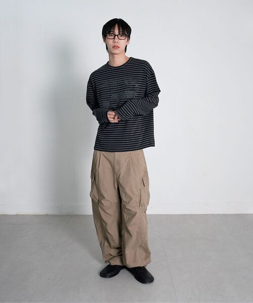 Millo Archive（ミロ アーカイブ）の「グリッチドテキストストライプロングスリーブ[グレー]（Tシャツ/カットソー・メンズ・その他・LARGE/X-LARGE/MEDIUM）」の7枚目の写真
