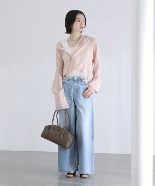 La TOTALITE（ラトータリテ）の「【洗える】レーストリミングシャツ（シャツ/ブラウス・レディース・ホワイト/ネイビー/ベージュ・FREE）」の16枚目の写真