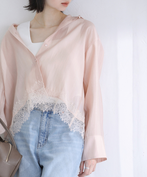 La TOTALITE（ラトータリテ）の「【洗える】レーストリミングシャツ（シャツ/ブラウス・レディース・ホワイト/ネイビー/ベージュ・FREE）」の19枚目の写真