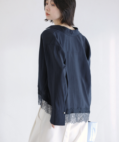 La TOTALITE（ラトータリテ）の「【洗える】レーストリミングシャツ（シャツ/ブラウス・レディース・ホワイト/ネイビー/ベージュ・FREE）」の14枚目の写真