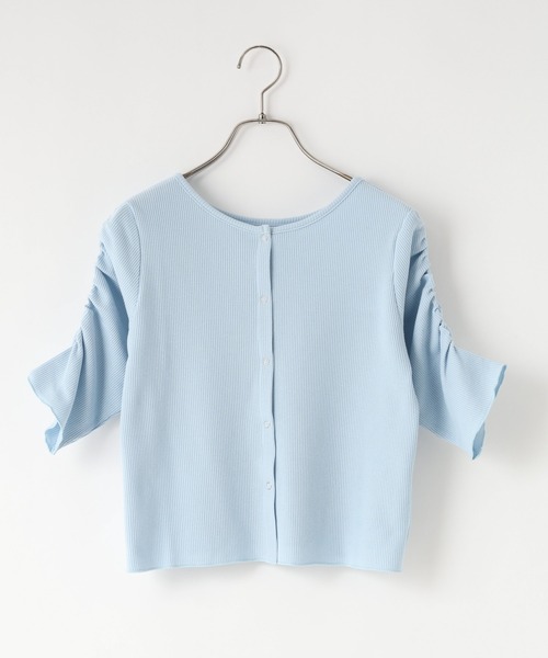 LOWRYS FARM(ローリーズファーム)の「ショルダーパフカーディガン5S 665444(Tシャツ/カットソー・レディース・ホワイト×ブラック/アイボリー/ブラック/レッド/ブルー・FREE)」の4枚目の写真