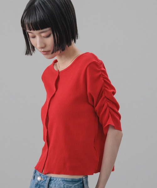 LOWRYS FARM（ローリーズファーム）の「ショルダーパフカーディガン５Ｓ 665444（Tシャツ/カットソー・レディース・ホワイト×ブラック/アイボリー/ブラック/レッド・FREE）」の22枚目の写真