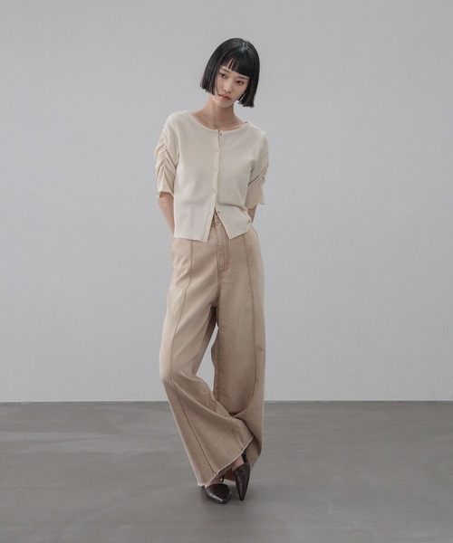 LOWRYS FARM（ローリーズファーム）の「ショルダーパフカーディガン５Ｓ 665444（Tシャツ/カットソー・レディース・ホワイト×ブラック/アイボリー/ブラック/レッド・FREE）」の13枚目の写真