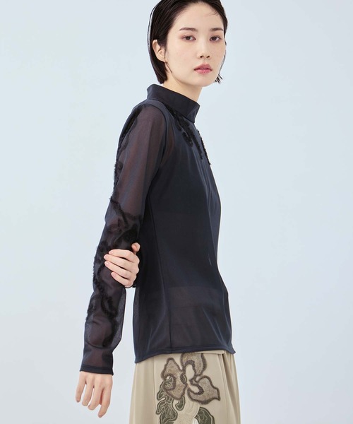 MURRAL（ミューラル）の「【MURRAL/ミューラル】別注Moon road embroidered sheer top/ムーンロードエンブロイダリーシアートップ（シャツ/ブラウス・レディース・ブルー/ネイビー・2）」の21枚目の写真