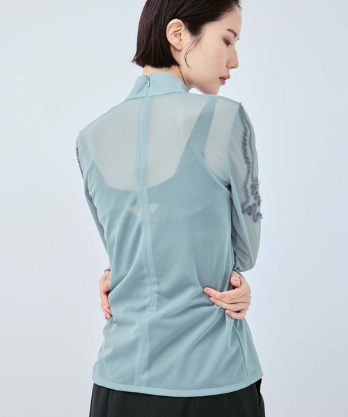 MURRAL（ミューラル）の「【MURRAL/ミューラル】別注Moon road embroidered sheer top/ムーンロードエンブロイダリーシアートップ（シャツ/ブラウス・レディース・ブルー/ネイビー・2）」の7枚目の写真