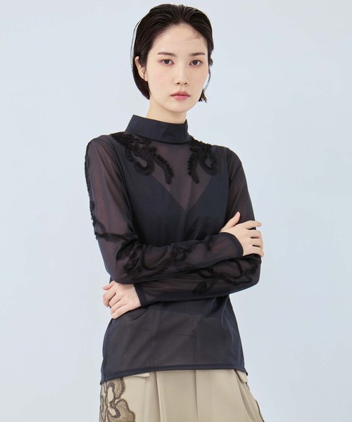 MURRAL（ミューラル）の「【MURRAL/ミューラル】別注Moon road embroidered sheer top/ムーンロードエンブロイダリーシアートップ（シャツ/ブラウス・レディース・ブルー/ネイビー・2）」の22枚目の写真