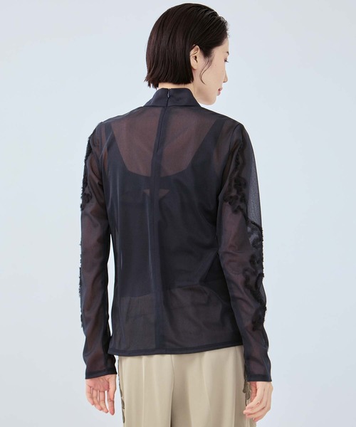 MURRAL/ミューラル】別注Moon road embroidered sheer top/ムーン