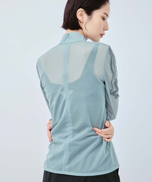 MURRAL（ミューラル）の「【MURRAL/ミューラル】別注Moon road embroidered sheer top/ムーンロードエンブロイダリーシアートップ（シャツ/ブラウス・レディース・ブルー/ネイビー・2）」の12枚目の写真