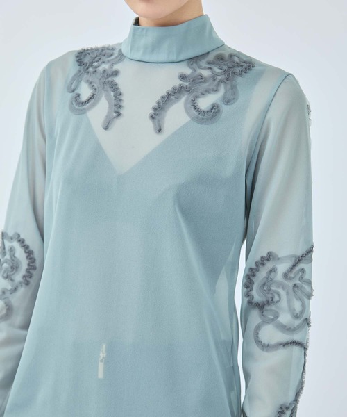 MURRAL（ミューラル）の「【MURRAL/ミューラル】別注Moon road embroidered sheer top/ムーンロードエンブロイダリーシアートップ（シャツ/ブラウス・レディース・ブルー/ネイビー・2）」の13枚目の写真