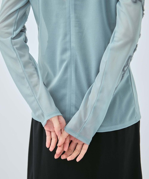 MURRAL（ミューラル）の「【MURRAL/ミューラル】別注Moon road embroidered sheer top/ムーンロードエンブロイダリーシアートップ（シャツ/ブラウス・レディース・ブルー/ネイビー・2）」の18枚目の写真